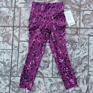 NEW Lululemon Base Pace HR Crop Running Tights Size 4 Length 23" Magenta Cheetah
